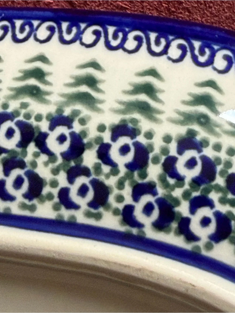SIGNED Vena Polish Pottery Unikat Christmas Wreath Oval Platter
